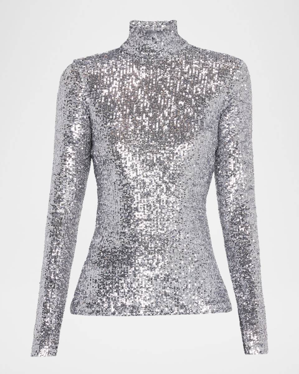Sequined Turtleneck Top